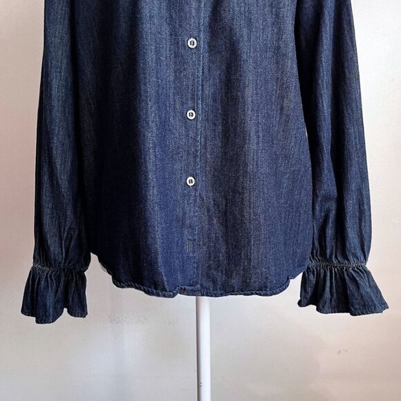MOS MOSH DENIM DARK WASH BELL SLEEVE BUTTON DOWN SHIRT - Picture 6 of 10
